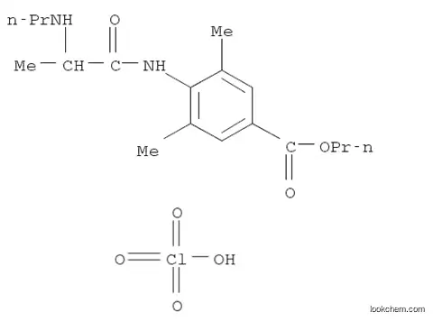 Molecular Structure of 3277-05-2 (Benzoic acid, 3,5-dimethyl-4-(2-(propylamino)propionamido)-, propyl es ter, perchlorate)
